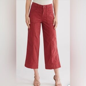 NWT Joie Violette Utility High Rise Wide Leg Cropped Pants - Brick Red